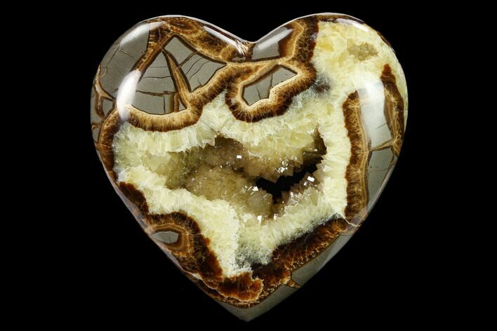 Polished, Utah Septarian Heart - Beautiful Crystals #160177